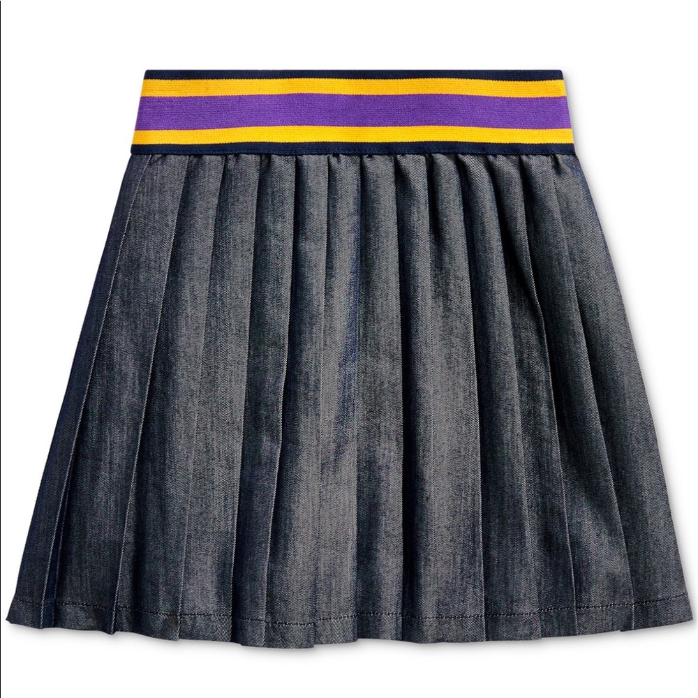 Polo Ralph Lauren Pleated Cotton Blend Twill Skirt